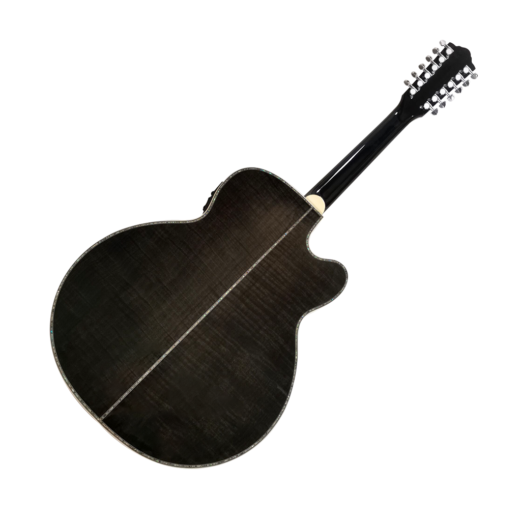 Jumbo Body Left Handed 12 String Custom Flame Maple Guitar Cutaway acoustic electric