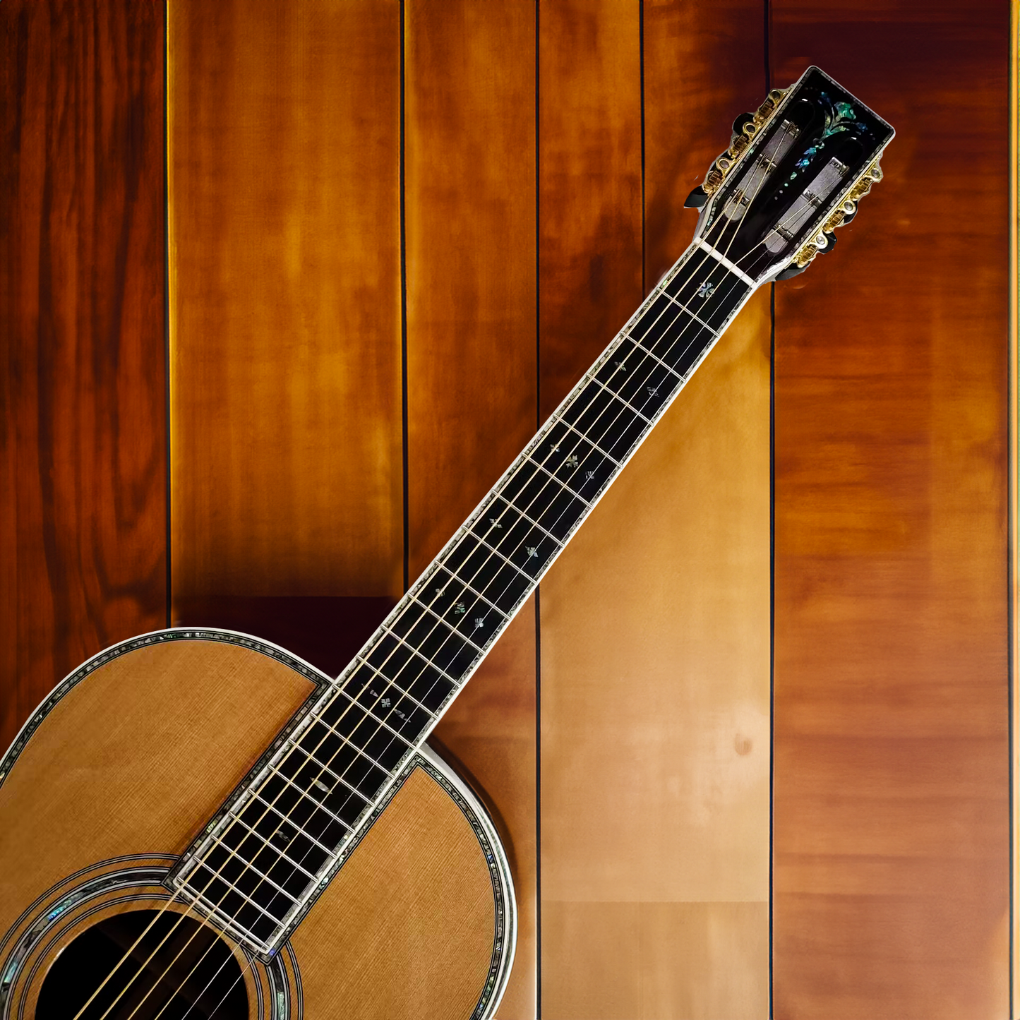 die Sid Cedar komplett aus Zedernholz gefertigte OOO-Folk-Gitarre