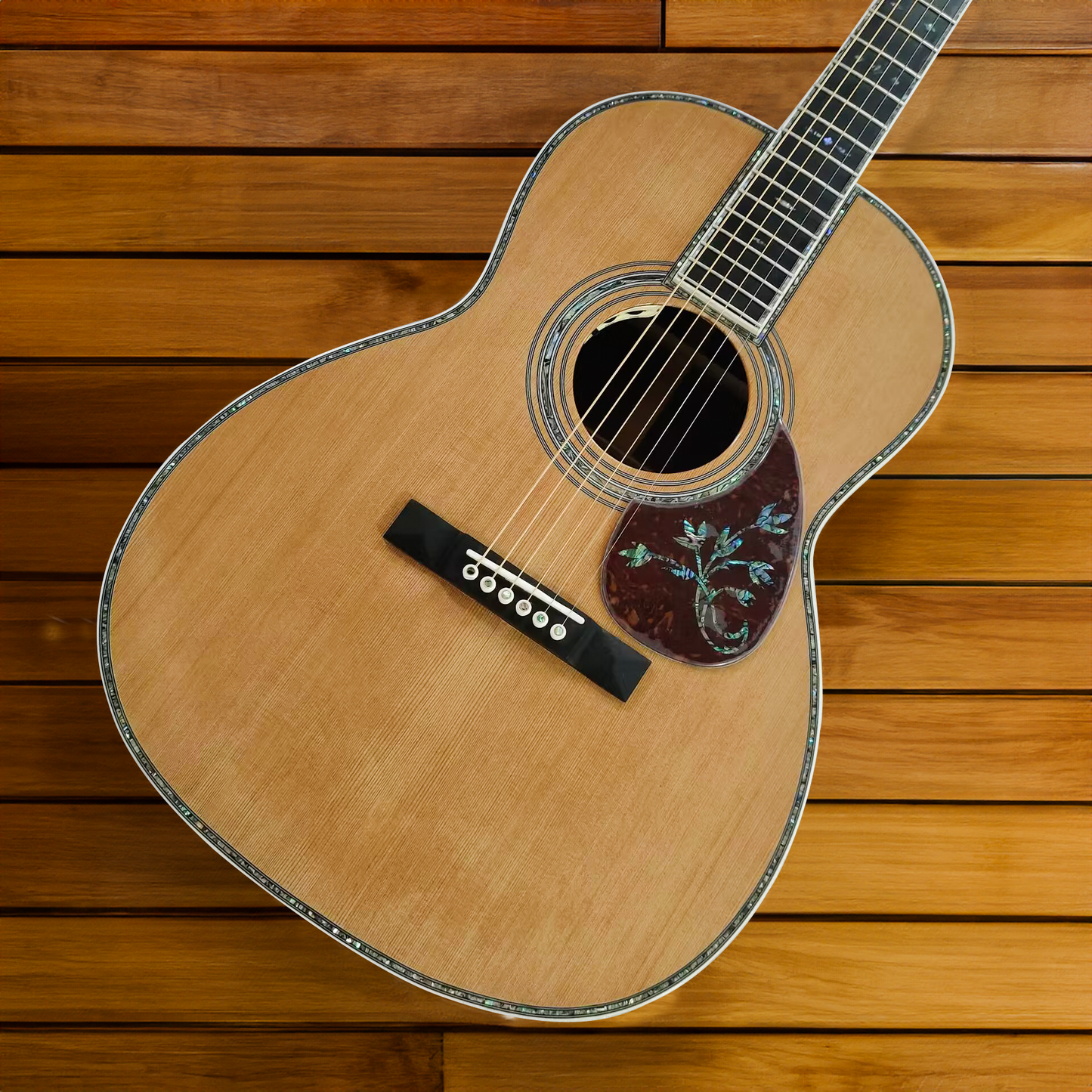 die Sid Cedar komplett aus Zedernholz gefertigte OOO-Folk-Gitarre