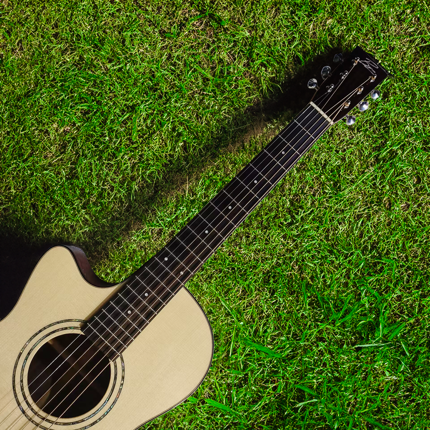 Byron 808 Left-Handed Acoustic Guitar fingerstyle parlor guitar designed for lefty players