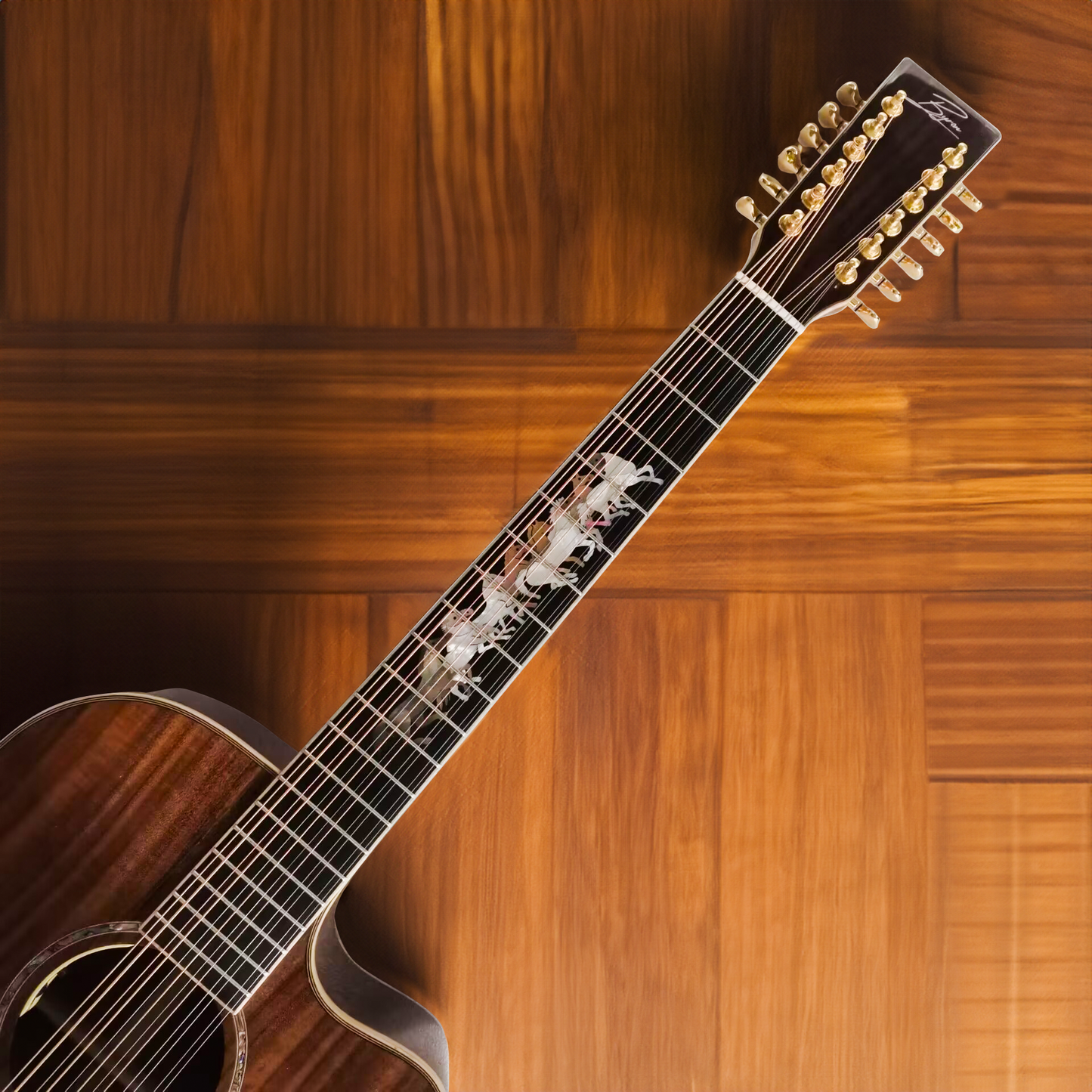 Byron handgefertigte 12-saitige Dreadnought-Gitarre aus Cocobolo
