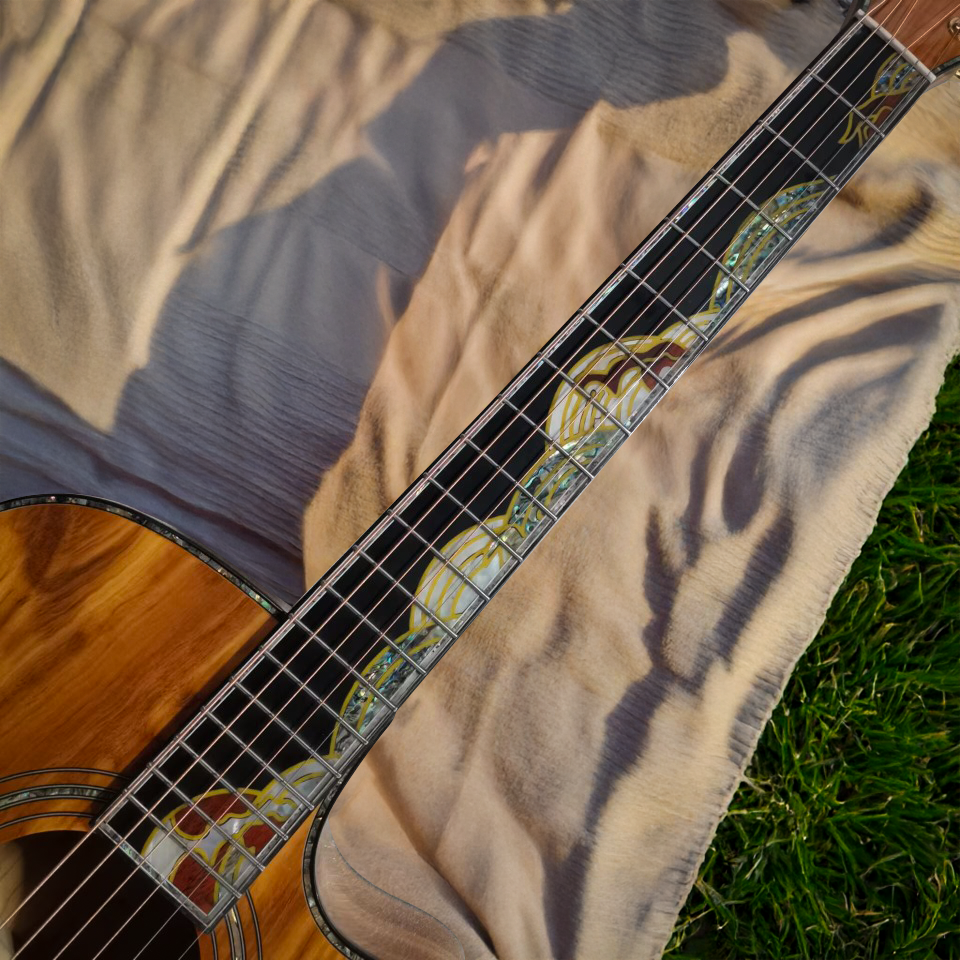 Byron Dreadnought Full-Size Olive Wood Guitar with Armrest & Leg Rest