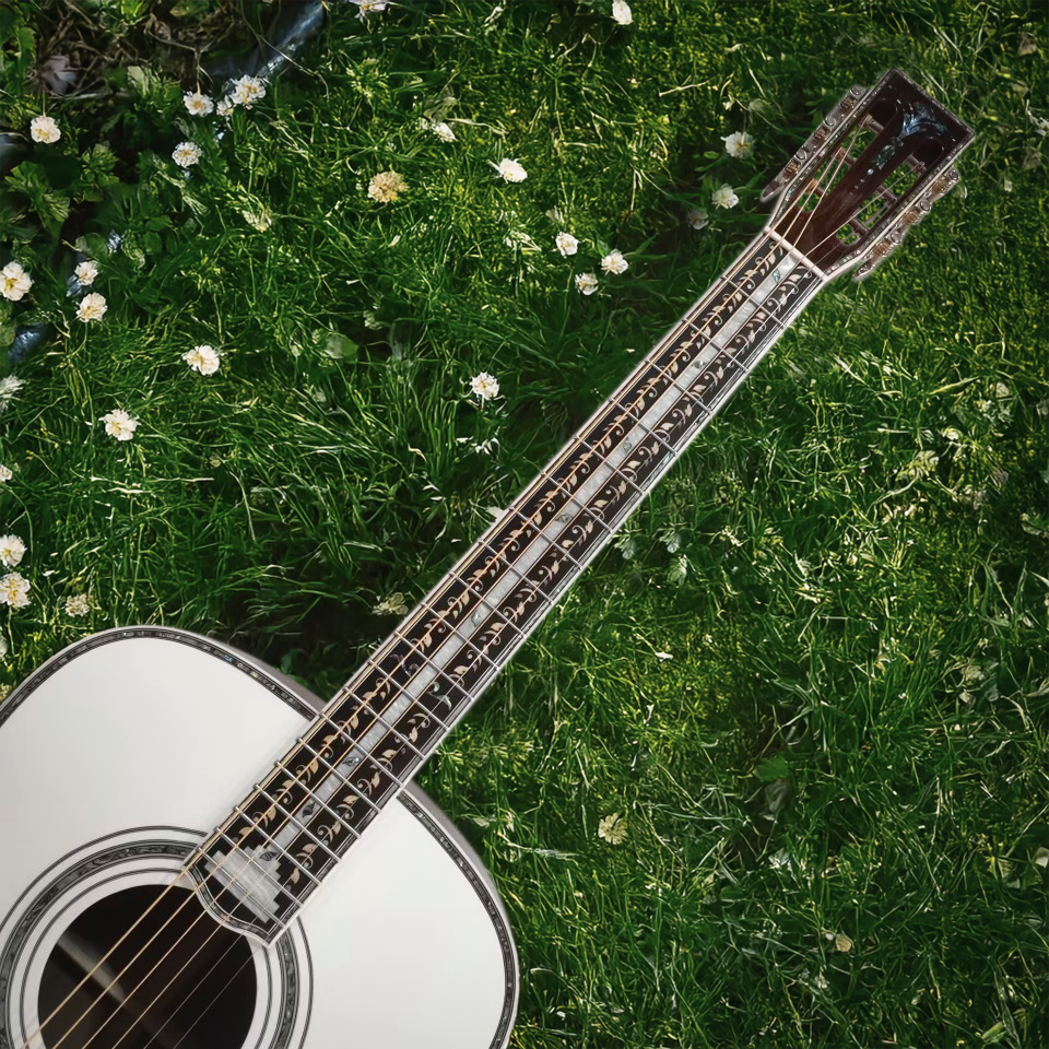 Byron Snow White Custom Dreadnought Acoustic-Electric Guitar