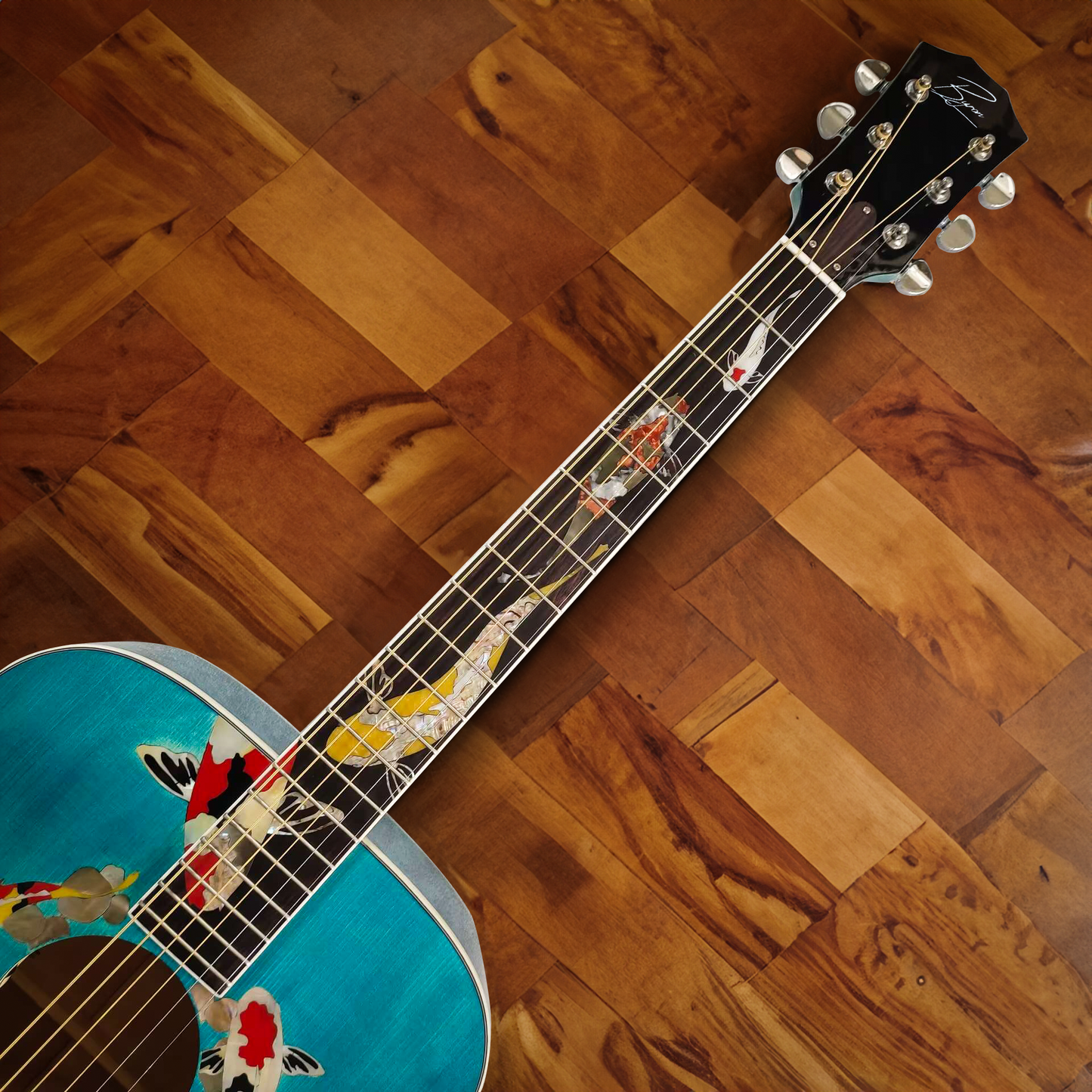 The Koi Guitar Blue Custom Dreadnought guitar