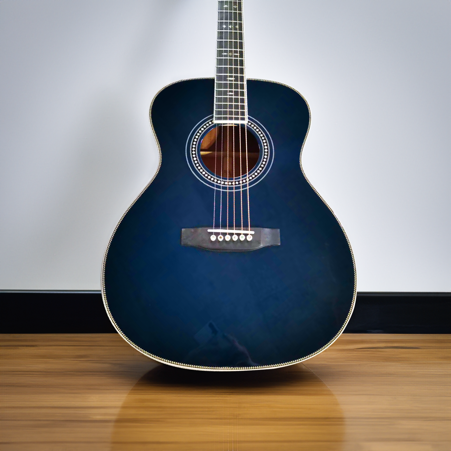 OM Navy Blue Lefty Guitar Custom All Solid Left-Handed