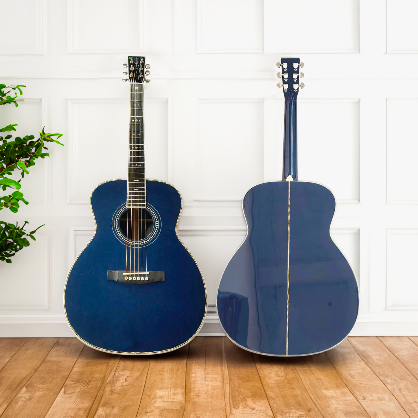 Midnight Melody Die Navy Blue OM komplett massive Custom Byron Gitarre