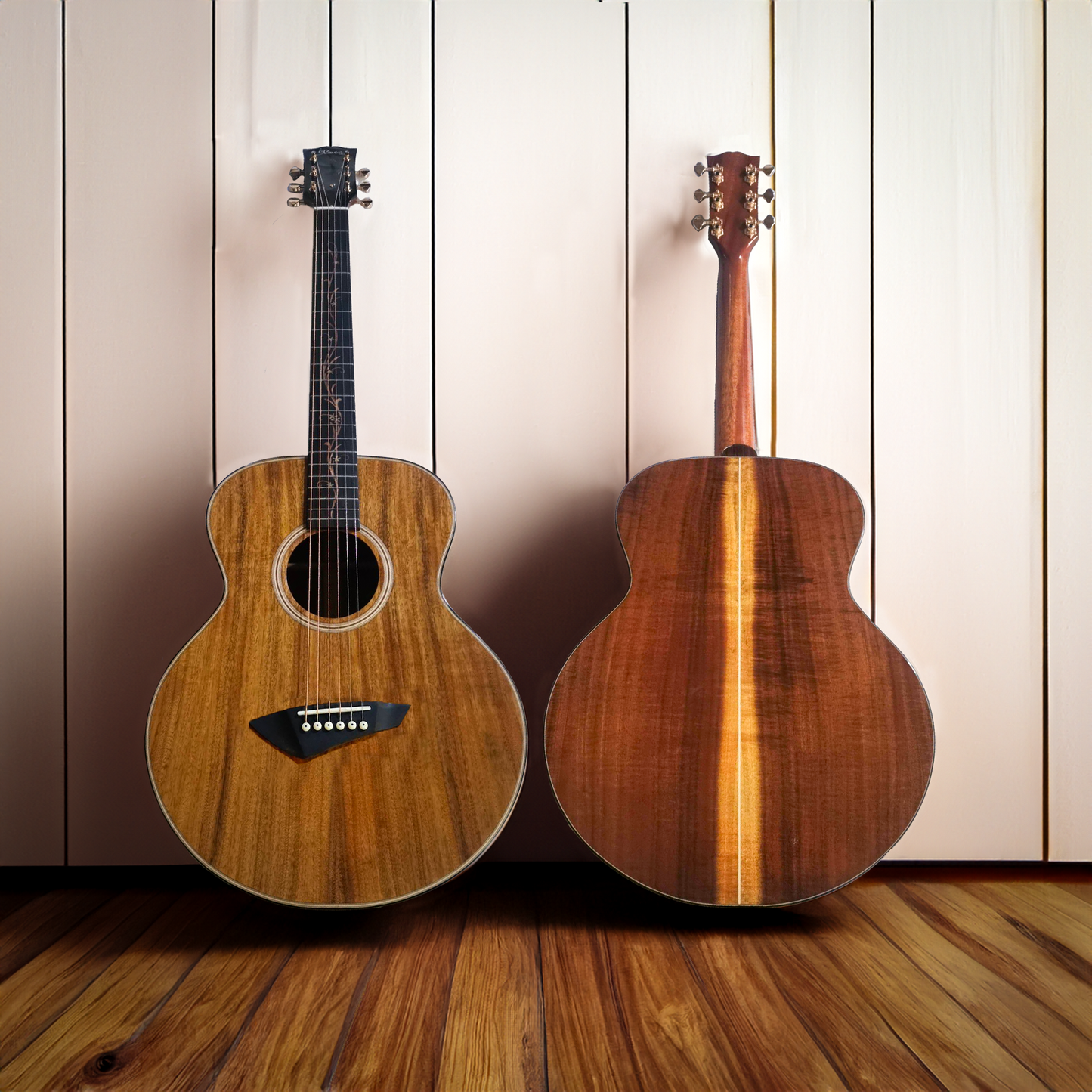 Mini Jumbo Byron Travel Custom Gitarre komplett aus massivem Koa-Holz
