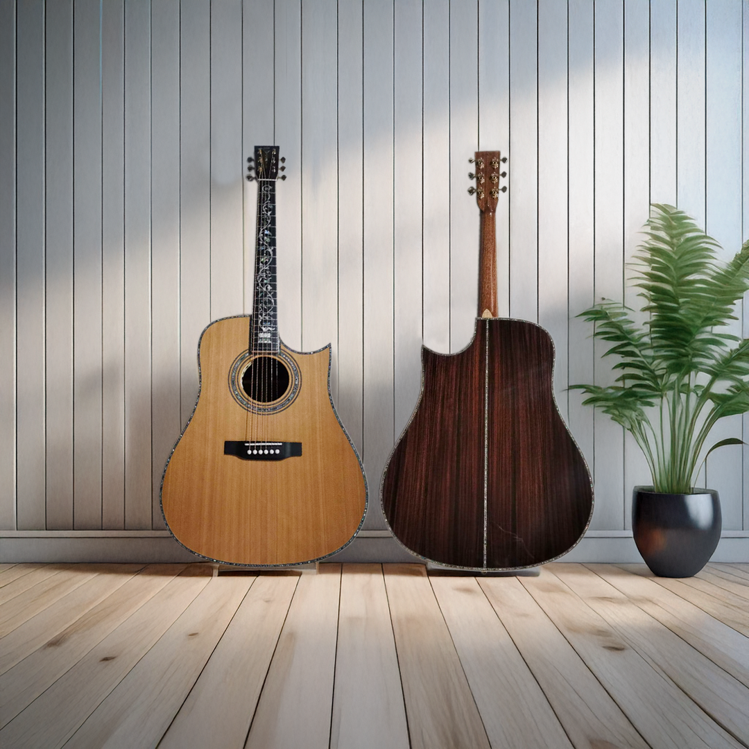 Byron Dreadnought Florence Cutaway Folk Guitar-solid cedar wood