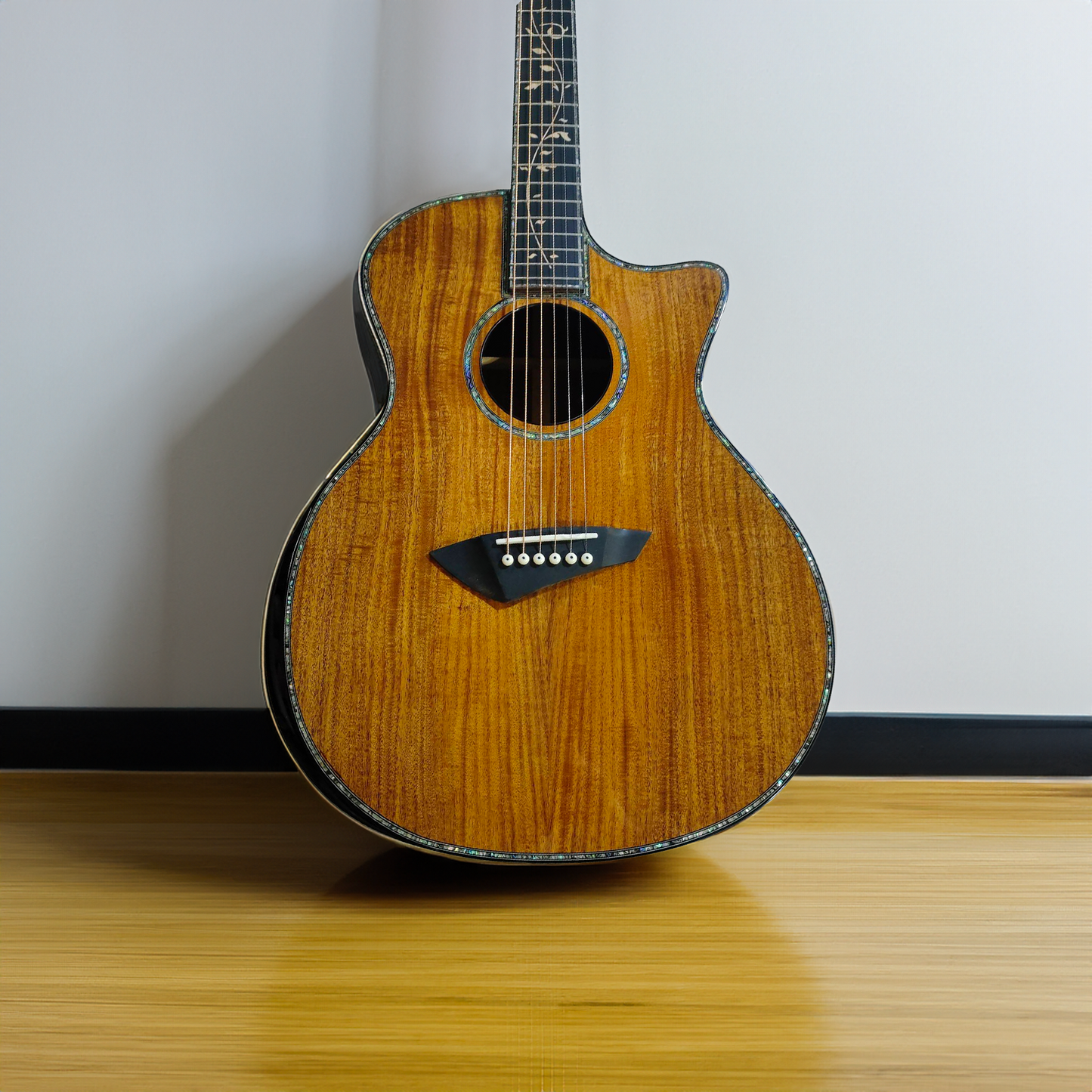 GA 40" Natürliche Massive Koa AAA Single Cut Akustik-E-Gitarre