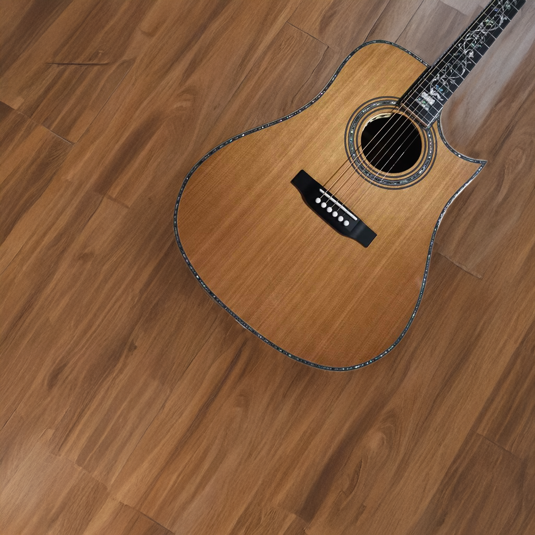 Byron Dreadnought Florence Cutaway Folk Guitar-solid cedar wood