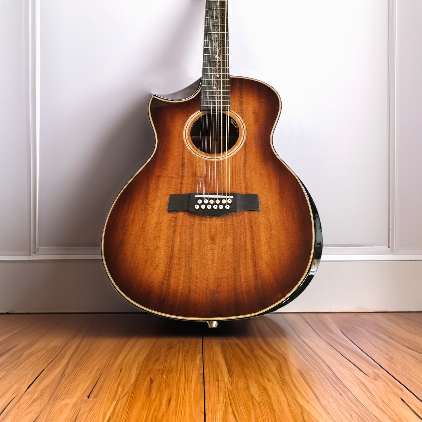 Byron 12-saitige Koa-Gitarre für Linkshänder 12-saitige Linkshänder-Gitarre mit Cutaway