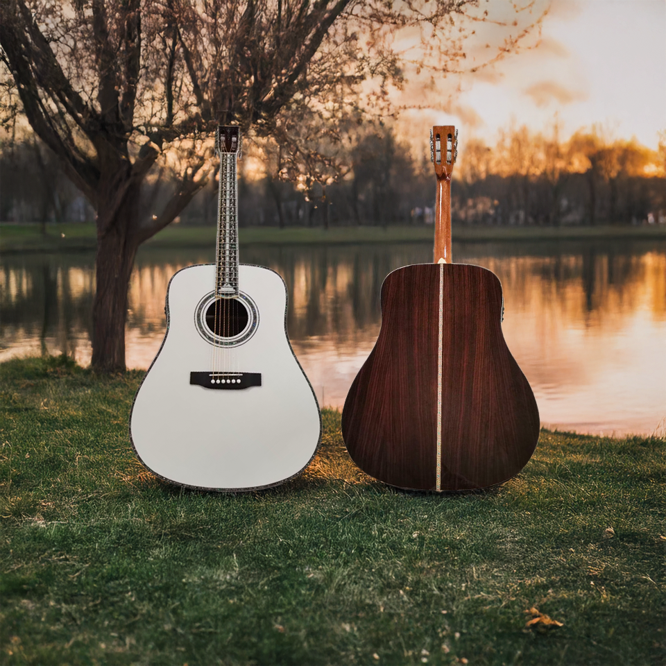 Byron Snow White Custom Dreadnought Acoustic-Electric Guitar