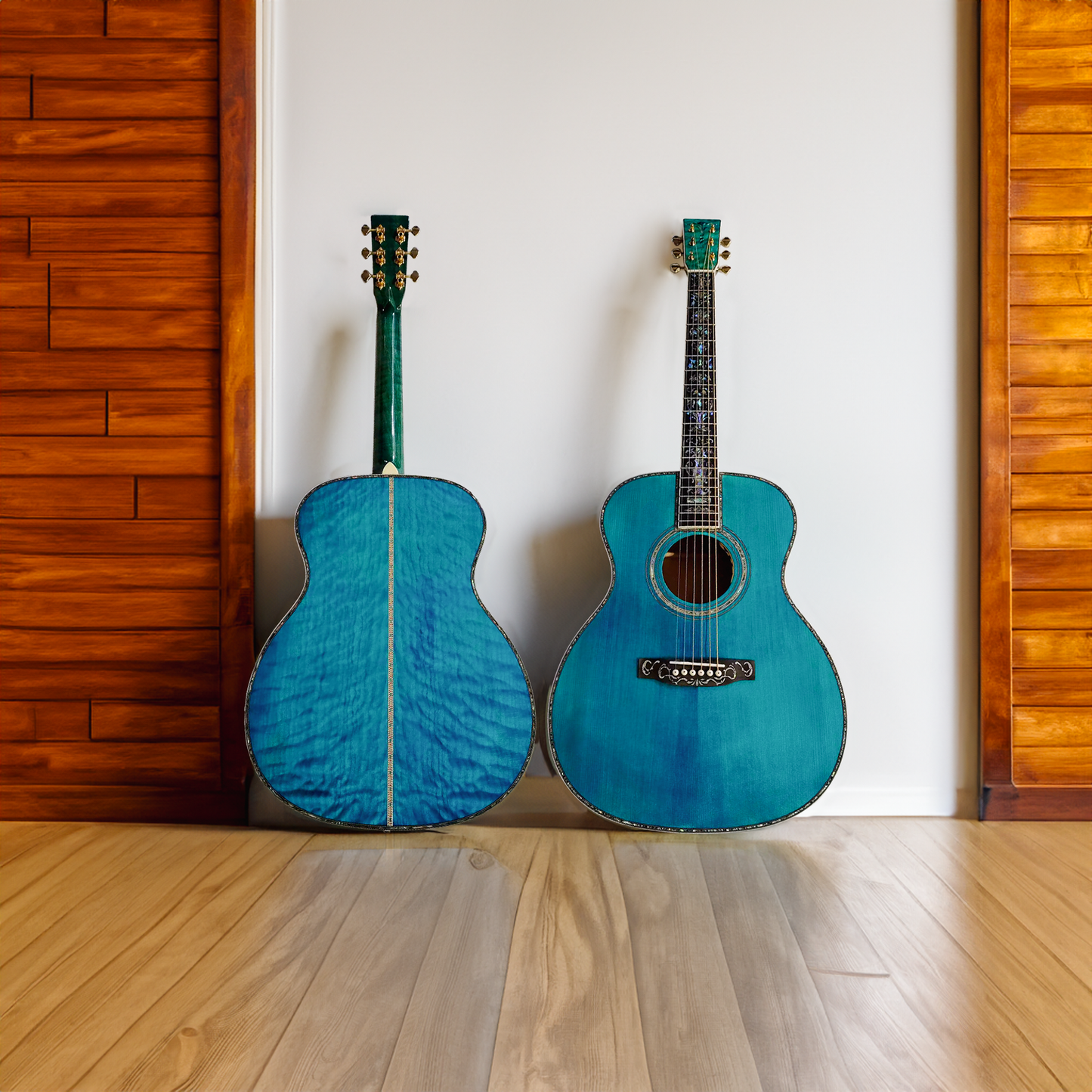 Byron OM Body Linkshänder-Gitarre in Originalgröße, Ozeanblau