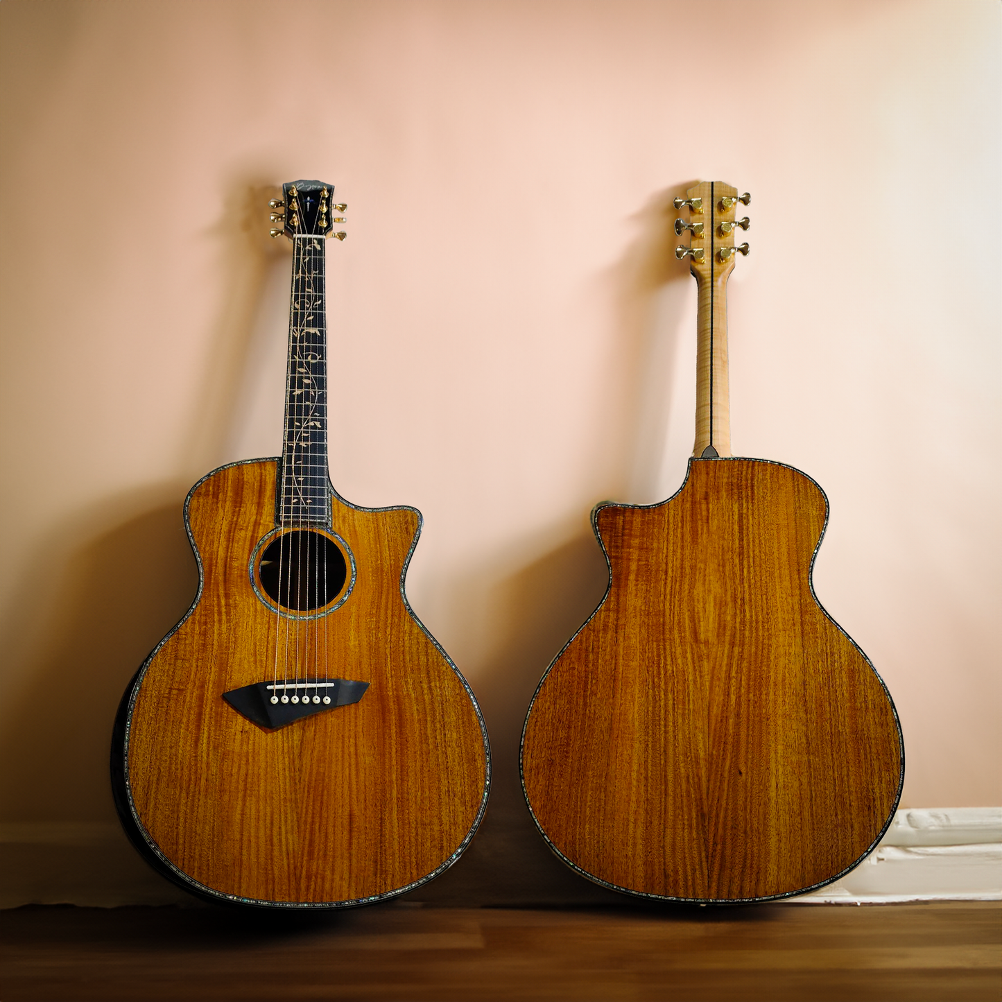 GA 40" Natürliche Massive Koa AAA Single Cut Akustik-E-Gitarre