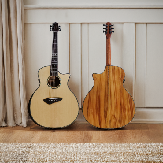 The Cherry Wood Grand Auditorium Custom Acoustic Electric Guitar by Byron