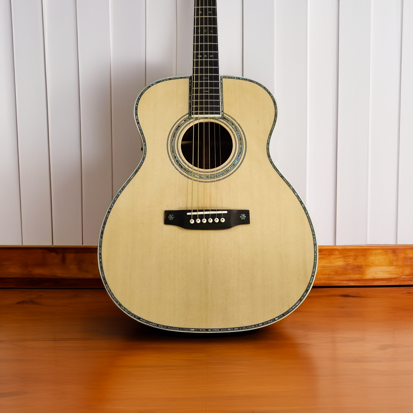 000-14 Bünde, Glänzende OM42-Stil Gitarre in Naturholzfarbe