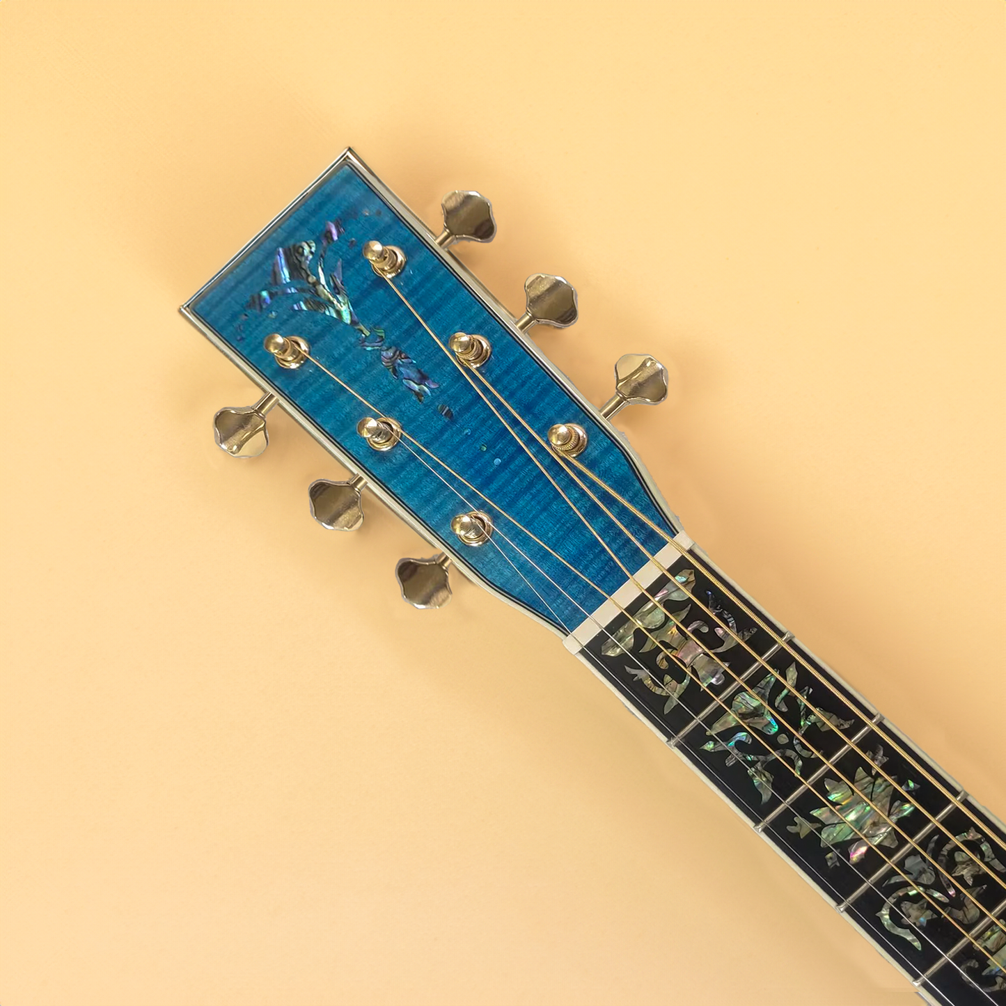 Byron 6 strings soundhole pickups OM45 Ocean blue acoustic electric guitar