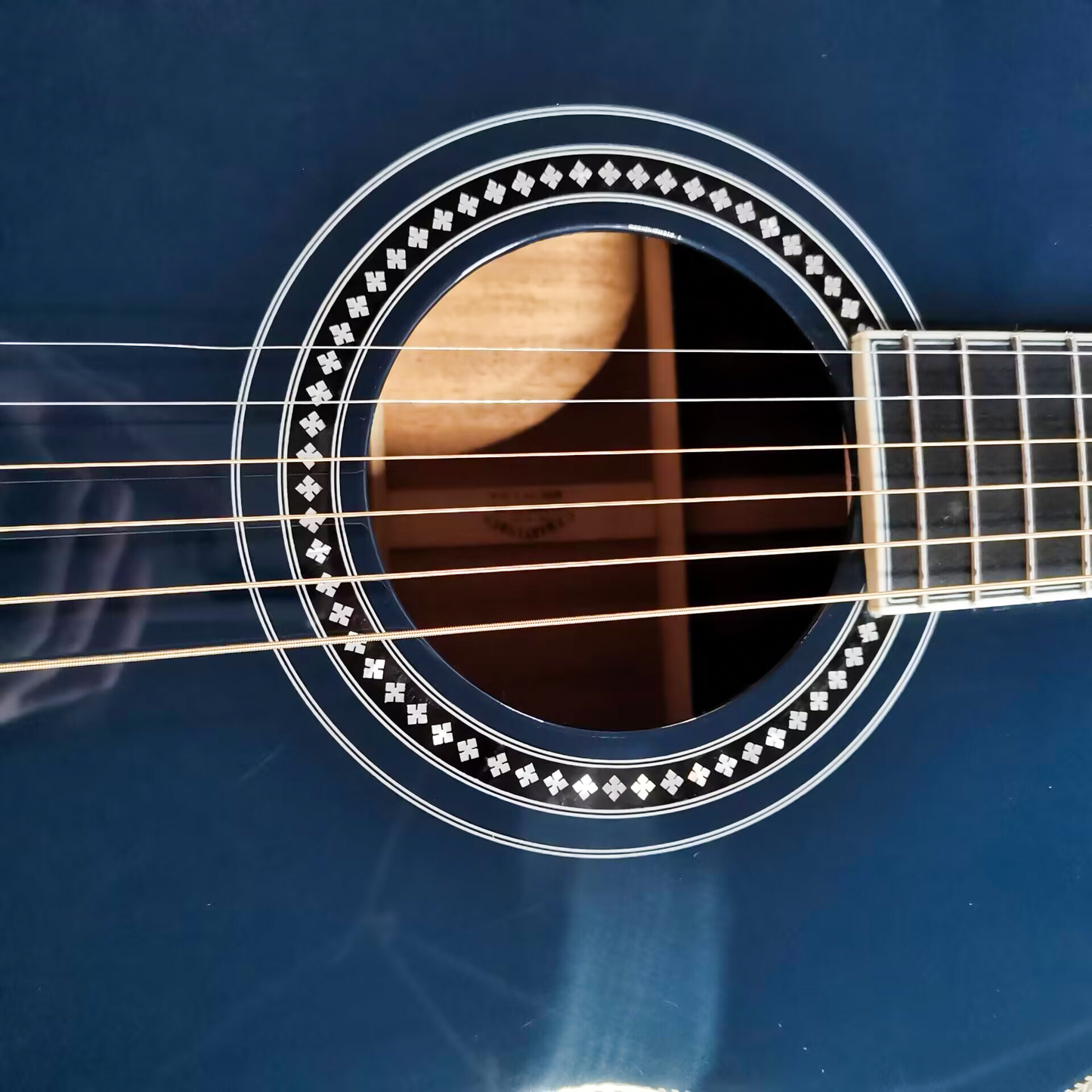 OM Navy Blue Lefty Guitar Custom All Solid Left-Handed