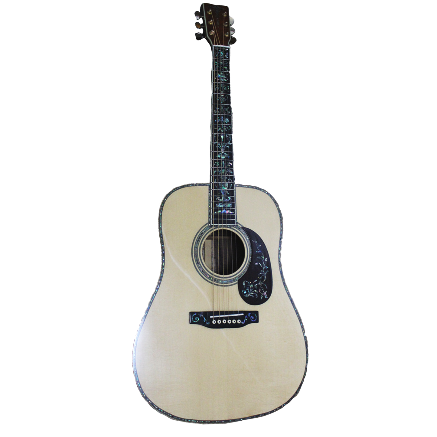 Die Blonde Marilyn handgefertigte Dreadnought-Gitarre aus Massivholz mit Abalone-Verzierung – professionelle akustisch-elektrische Gitarre