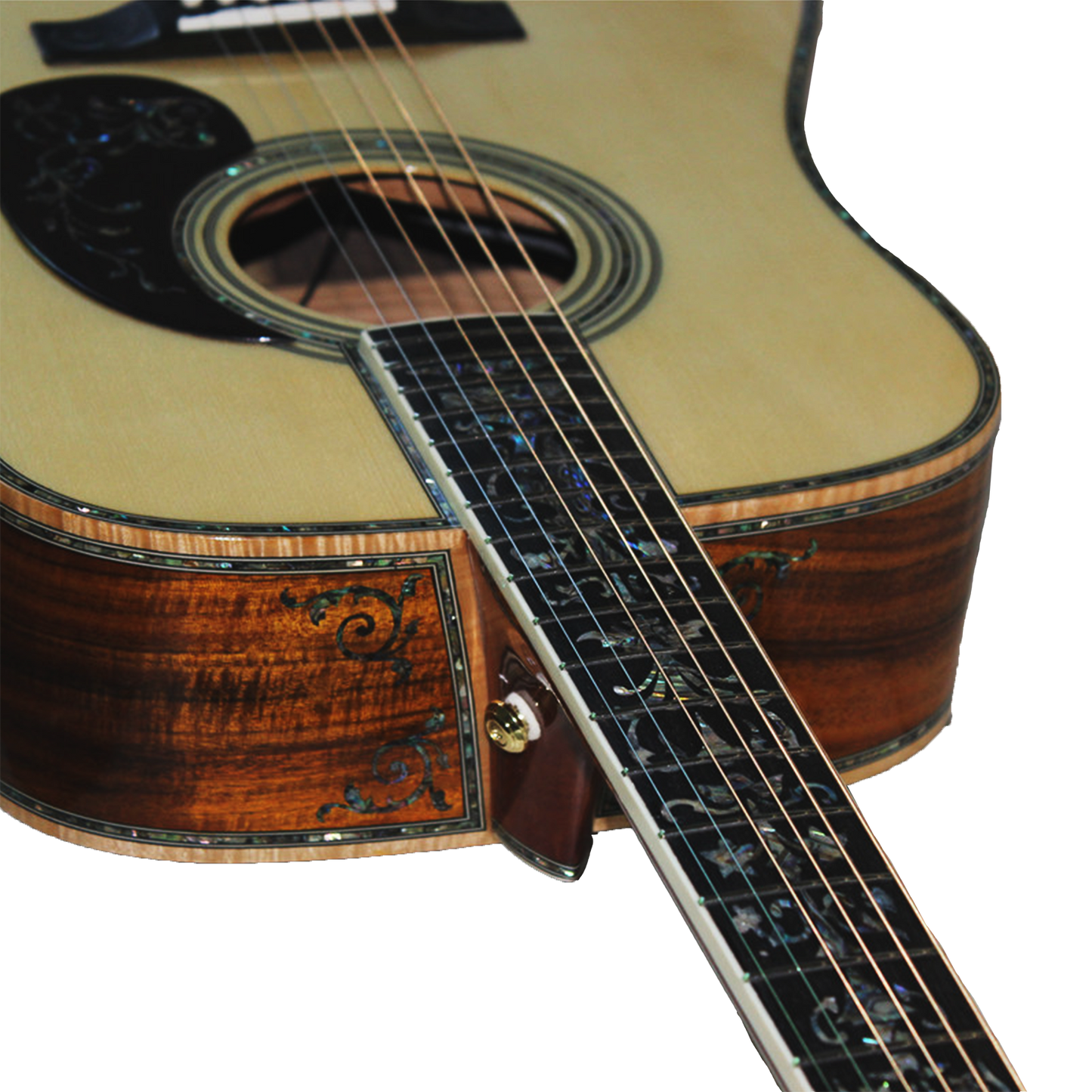Die Blonde Marilyn handgefertigte Dreadnought-Gitarre aus Massivholz mit Abalone-Verzierung – professionelle akustisch-elektrische Gitarre
