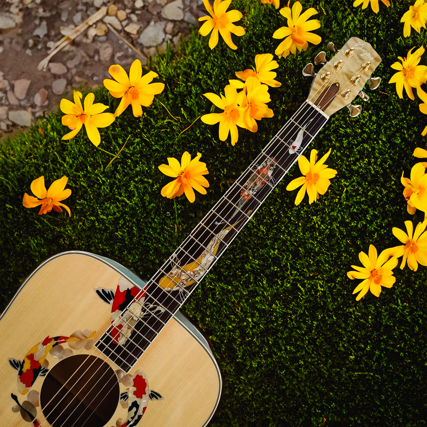 Byron Dreadnought Koi Guitar acoustic electric