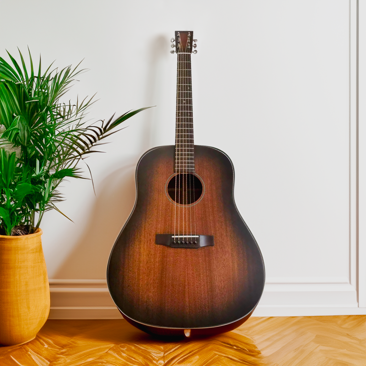 Byron maßgefertigte DSS-15 Stil Akustik-E-Gitarre aus massivem Mahagoni mit Koffer