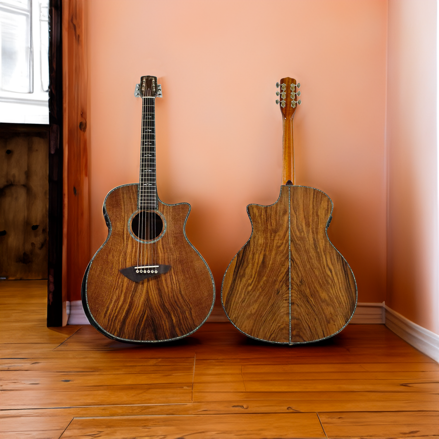 Byron Custom Shop All-Walnuss Cutaway-Gitarre mit Transakustik-Grand Auditorium
