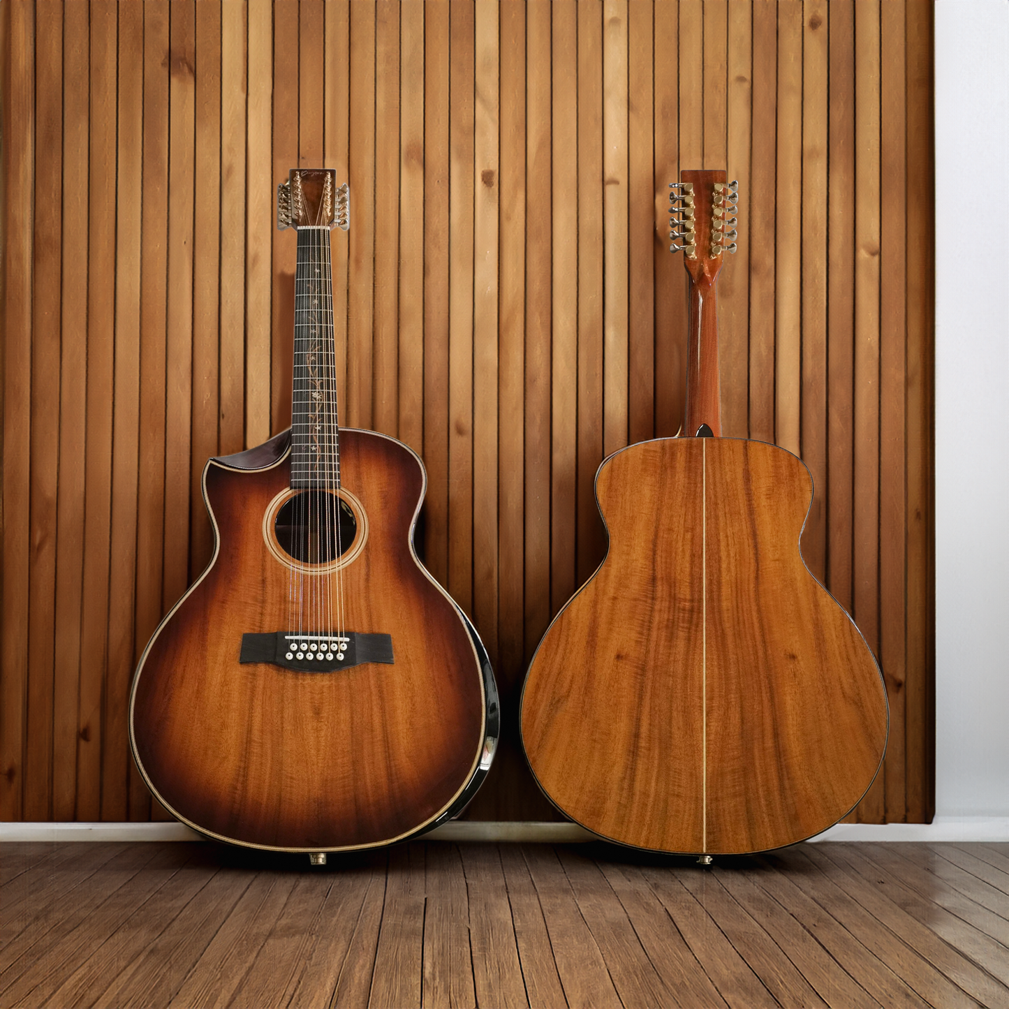 Byron 12-saitige Koa-Gitarre für Linkshänder 12-saitige Linkshänder-Gitarre mit Cutaway