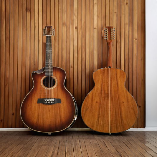 Byron 12-saitige Koa-Gitarre für Linkshänder 12-saitige Linkshänder-Gitarre mit Cutaway