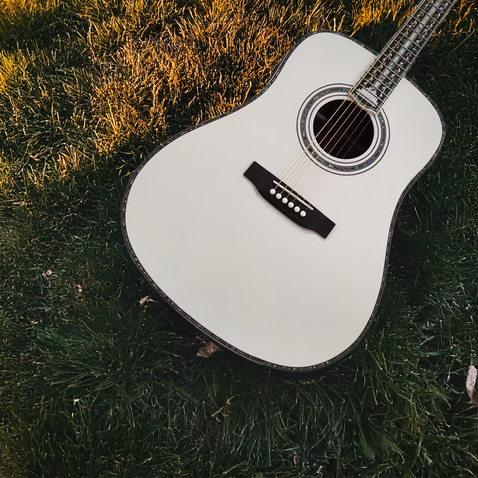 Byron Snow White Custom Dreadnought Acoustic-Electric Guitar