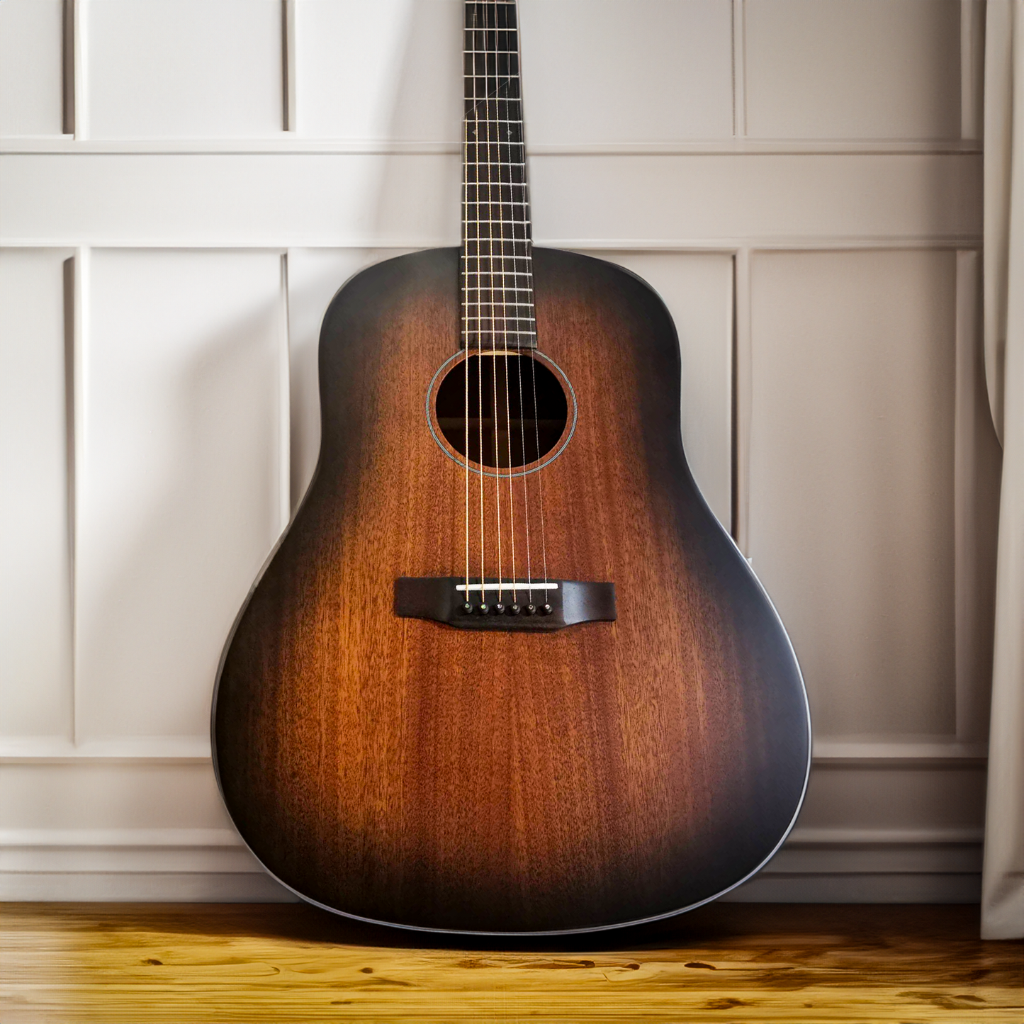 Byron maßgefertigte DSS-15 Stil Akustik-E-Gitarre aus massivem Mahagoni mit Koffer