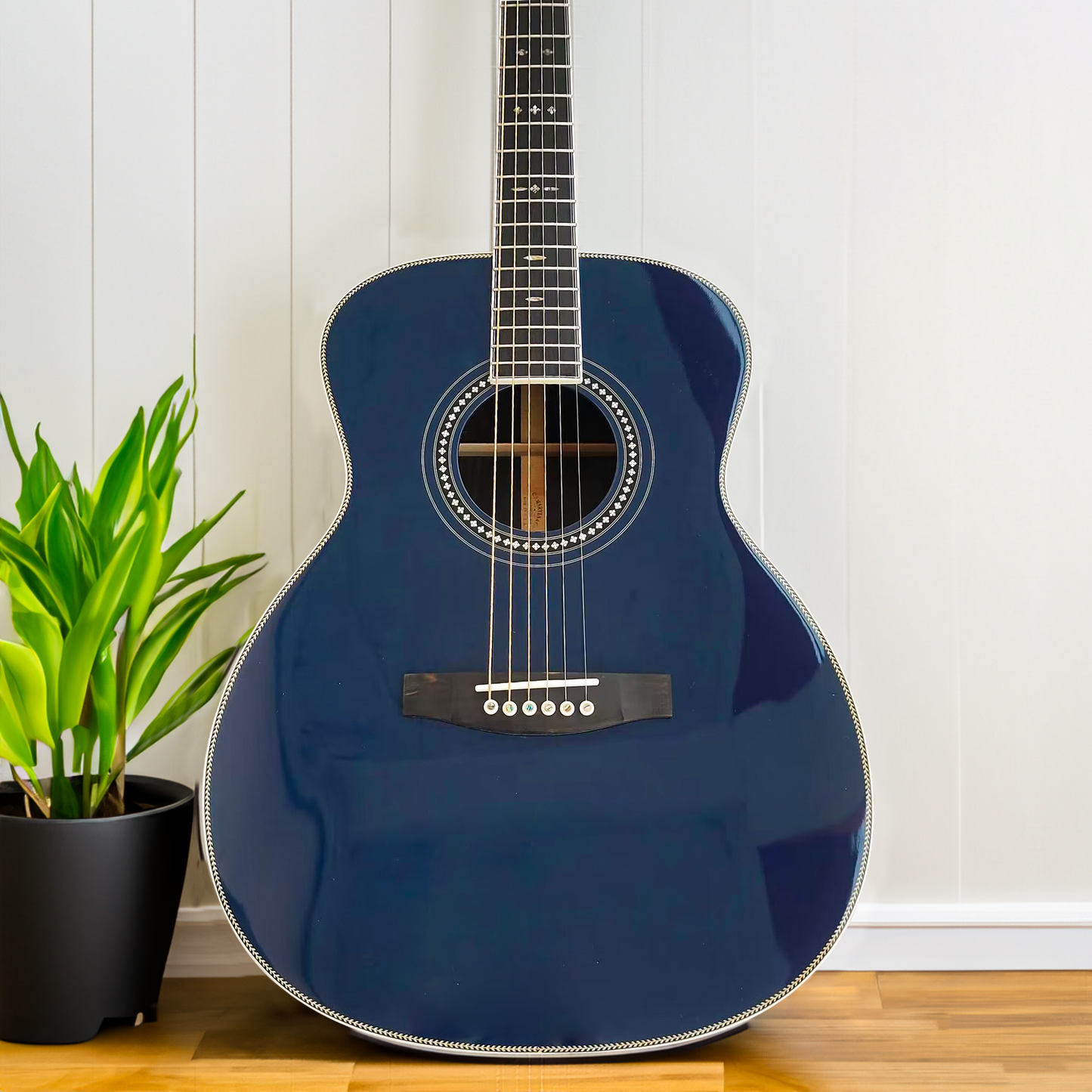 Midnight Melody Die Navy Blue OM komplett massive Custom Byron Gitarre