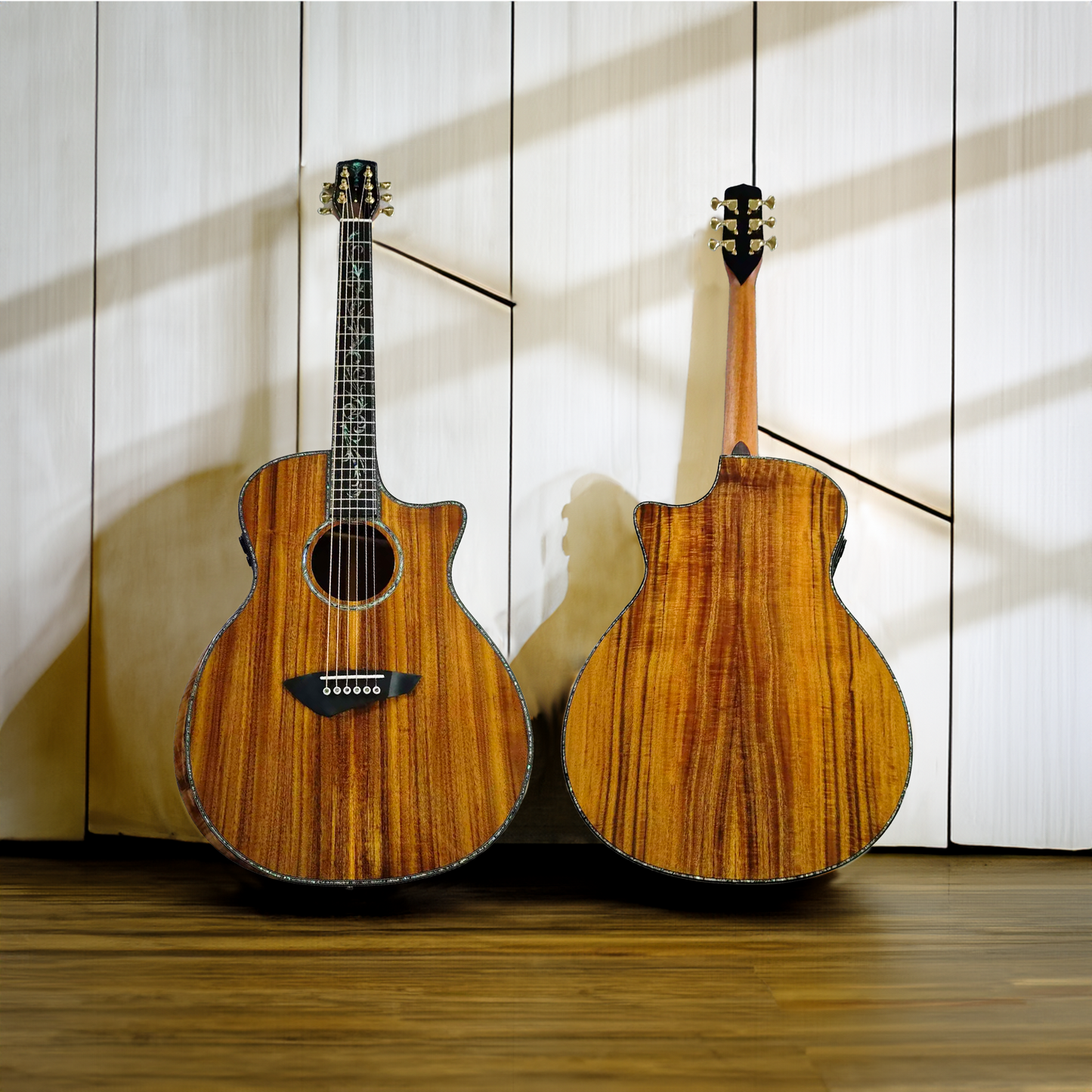 Byron Custom Shop Premium Dünnkorpus Koa Akustik-E-Gitarre