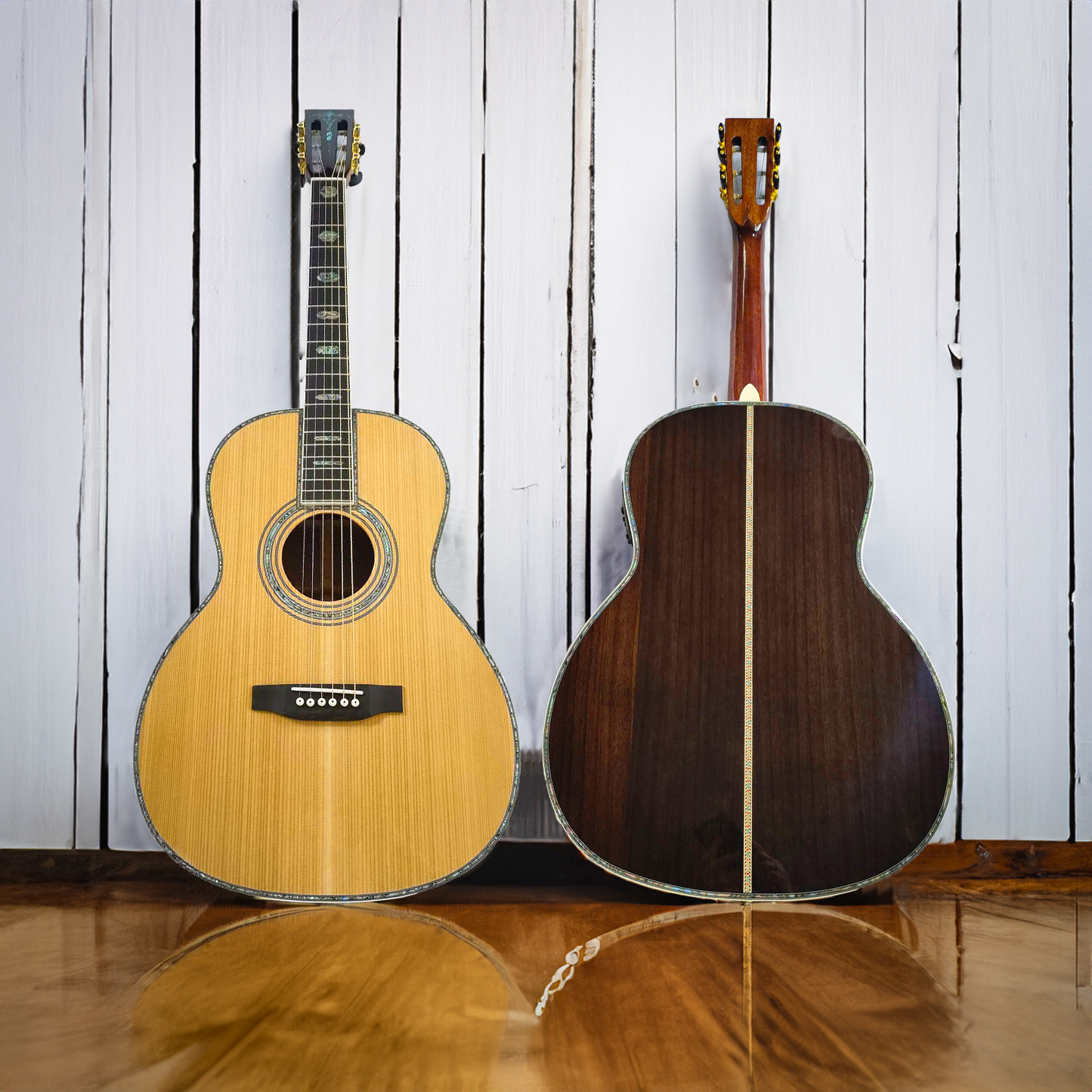 Byron OOO45C Linkshänder Akustik-Elektro-Gitarre aus massiver Zeder