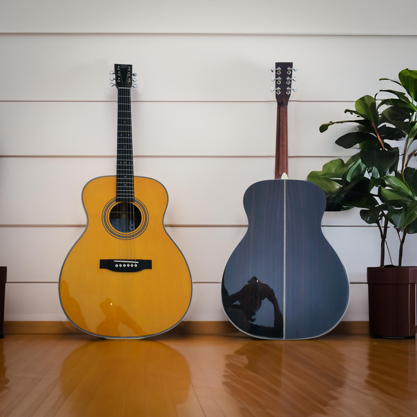 Byron BY-OM28-LH Full-Size Left-Handed OM Guitar collaborating with MeesterDavidGitaar