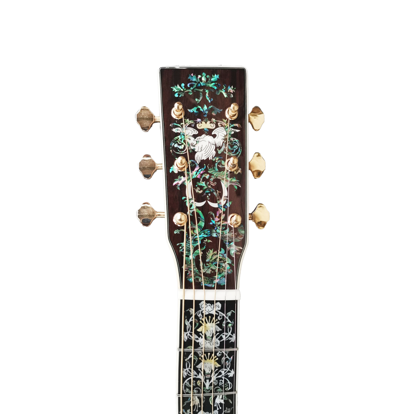 Handgefertigte Dreadnought-Gitarre aus Massivholz, The Antoinette Super Deluxe, komplett mit Abalone, professionelle Akustikgitarre