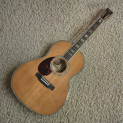 Left-Handed OOO45 Style Cedar & Flame Maple Acoustic-Electric Guitar | Byron Custom Guitars