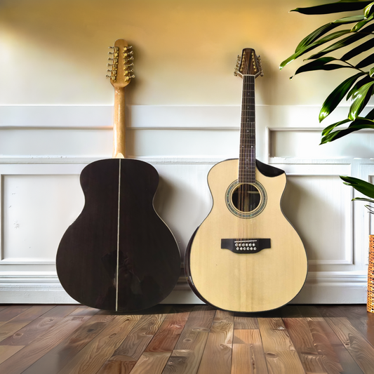 Byron S12 40-Inch Half-Cutaway 12-String Acoustic Electric Guitar