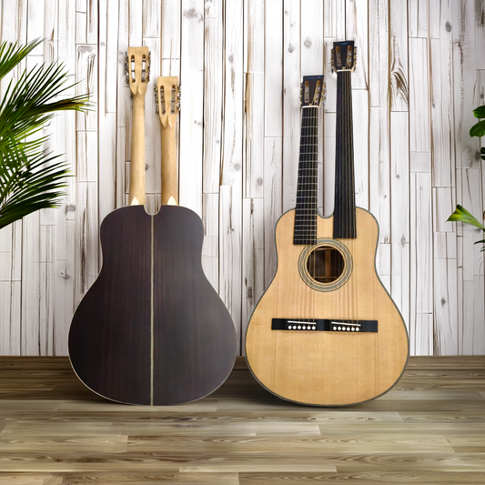 The Double Version – Byron Left-Handed Double 6-String Slotted Head Acoustic Guitar