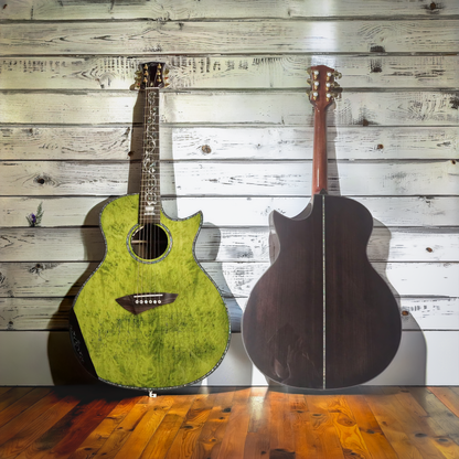 Transparent Green Flame Maple Cutaway Acoustic-Electric Guitar