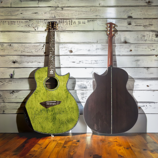 Transparent Green Flame Maple Cutaway Acoustic-Electric Guitar