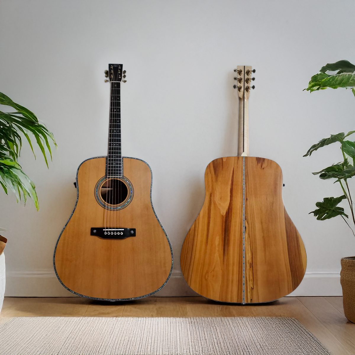 Byron Dreadnought Power Sound Acoustic Electric Guitar – Cherry Wood