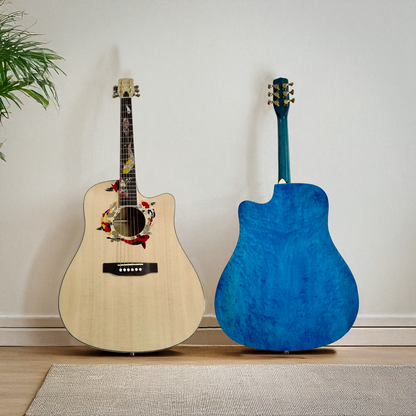 Byron Custom Cutaway Dreadnought Koi Acoustic Electric Guitar