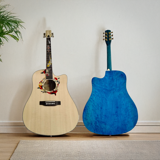 Byron Custom Cutaway Dreadnought Koi Acoustic Electric Guitar