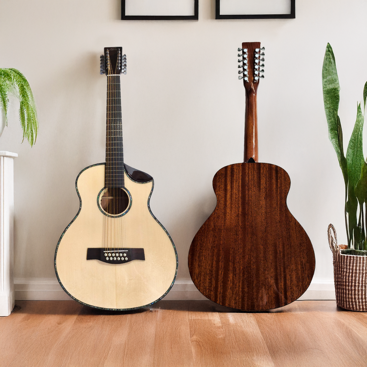 Byron Custom 12-String GS Mini Travel Acoustic Electric Guitar with Scoop Cutaway