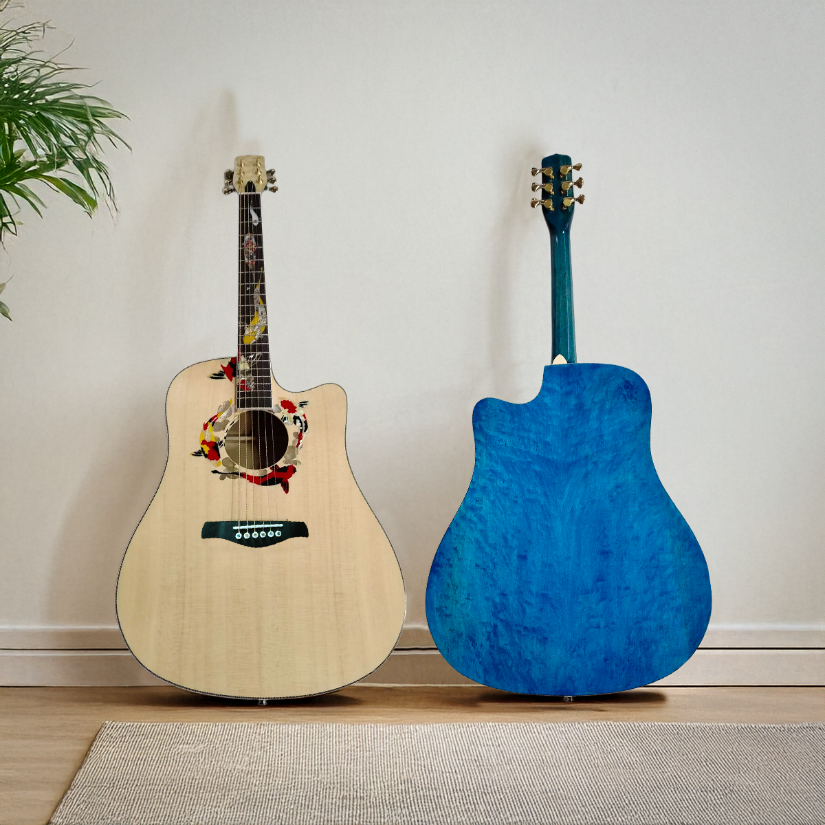 Byron Custom Cutaway Dreadnought Koi Acoustic Electric Guitar