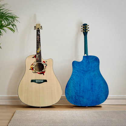 Byron Custom Cutaway Dreadnought Koi Acoustic Electric Guitar