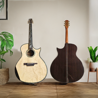 Byron 40" Florence Style All Solid Acoustic Electric Guitar Natural Finish