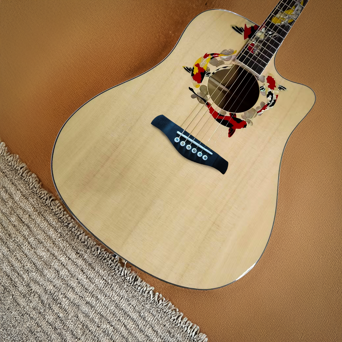 Byron Custom Cutaway Dreadnought Koi Acoustic Electric Guitar
