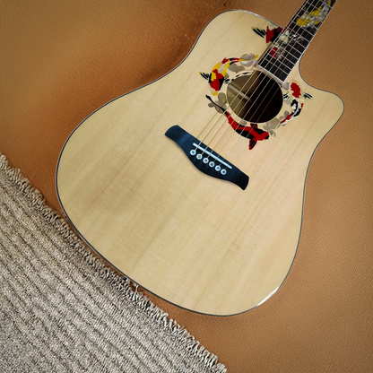 Byron Custom Cutaway Dreadnought Koi Acoustic Electric Guitar